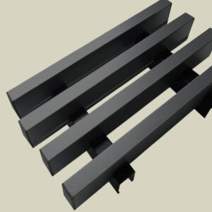 ระแนงเหล็กลายไม้ ขนาด 25x100x4000mm. แกรไฟต์ (Graphite)