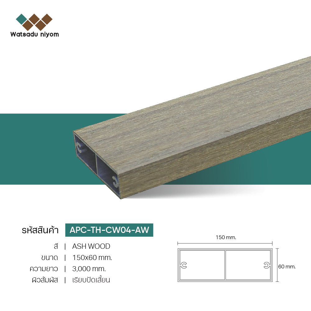ไม้ระแนงตกแต่ง กลวงภายนอก APC 150x60 หนา 3mm - Image 4