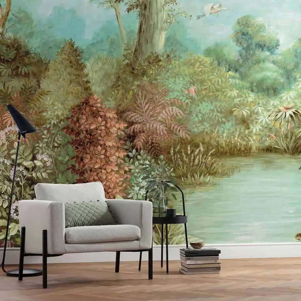 custom wallpaper in living room