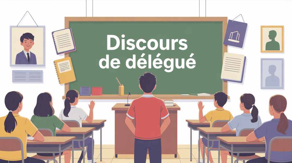 discours de delegue eleve debout devant classe