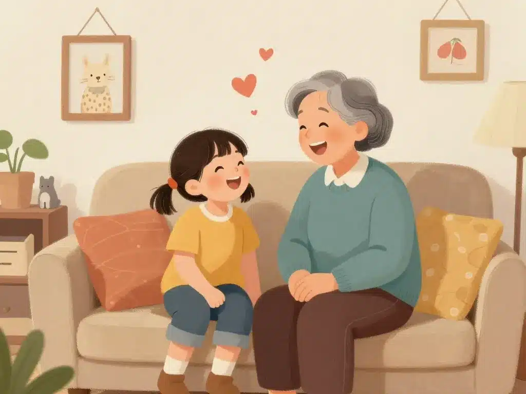 scène grand-parent petite-fille rire lettre amusante pour ma petite fille