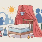 matelas lit parapluie illustration sécurité et confort
