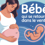 symptôme bébé qui se retourne dans le ventre graphique doux