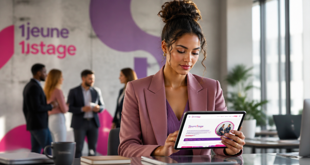 1jeune1stage jeune femme tablette open space