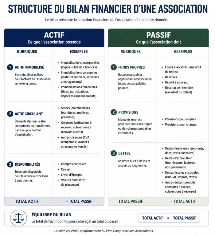 Exemple de structure de bilan financier pour association loi 1901
