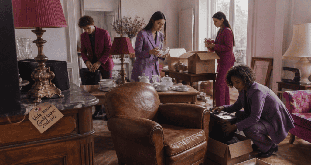 vide maison gratuit équipe trie objets salon