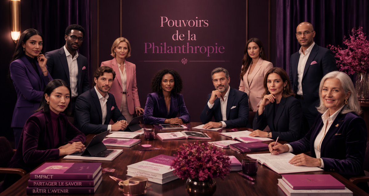 philanthrope célèbre groupe contemporain autour table