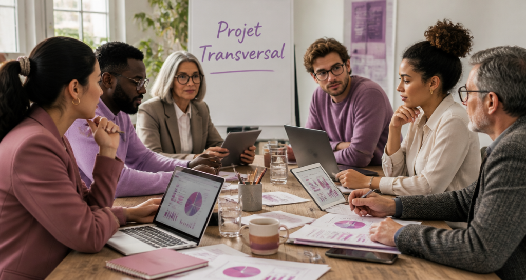 équipe en réunion projet transversaux