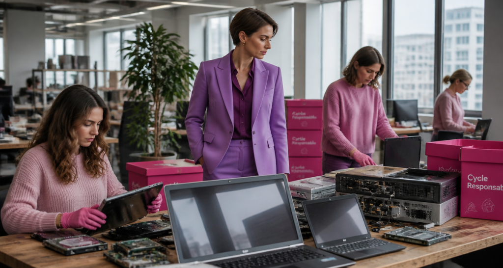 recyclage matériel informatique professionnel femme open space