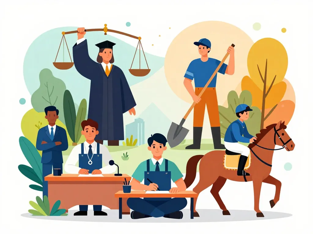 Illustration métiers en j principaux secteurs