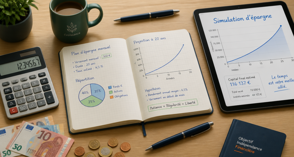 Epargne simulation calculatrice graphique euro