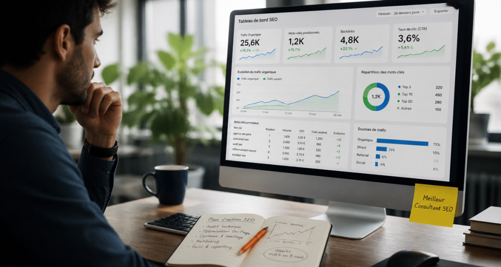 Meilleur consultant SEO analyse dashboard trafic