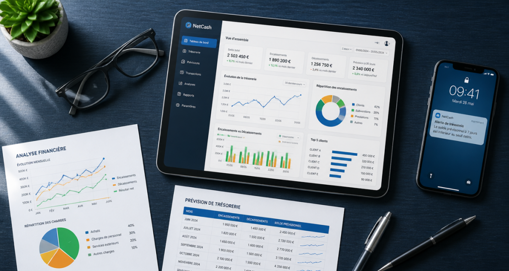 netcash dashboard rapprochement bancaire multi-filiales