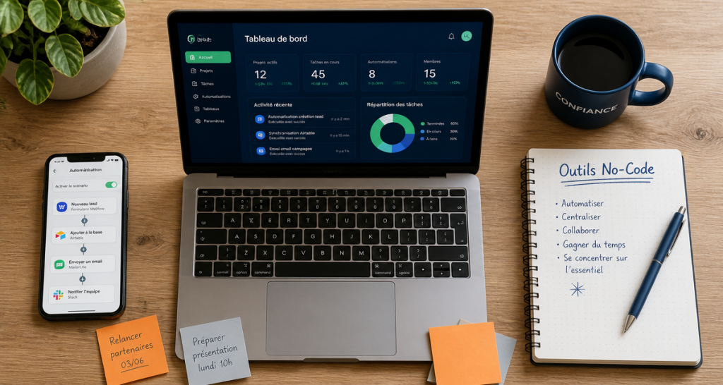 outils no code flat lay bureau
