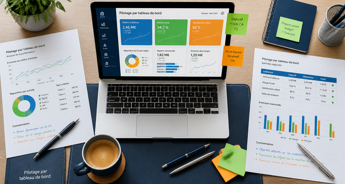 Bureau de manager avec management tableau de bord
