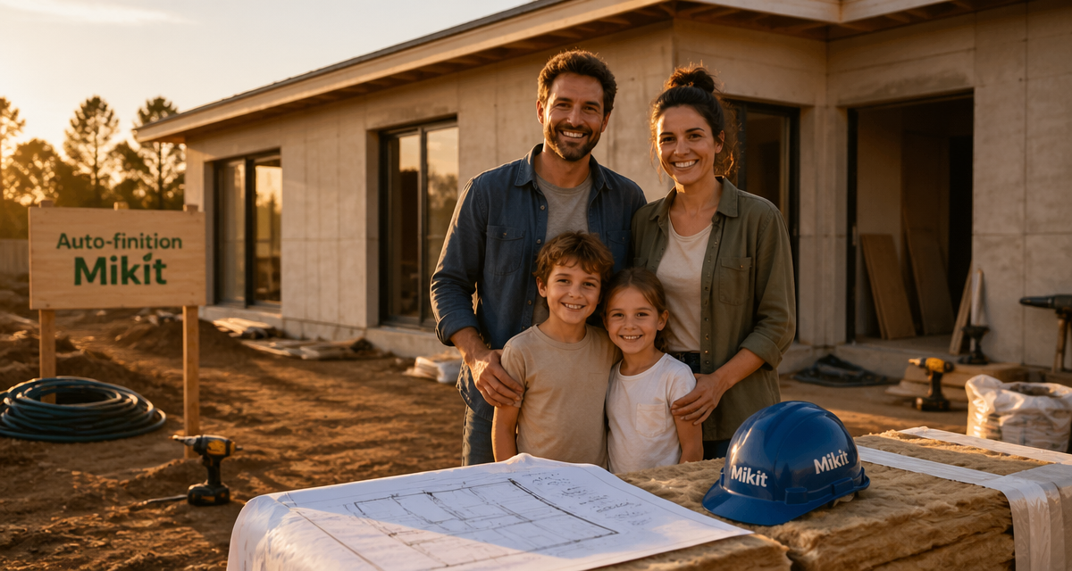maison mikit avis famille devant maison en chantier