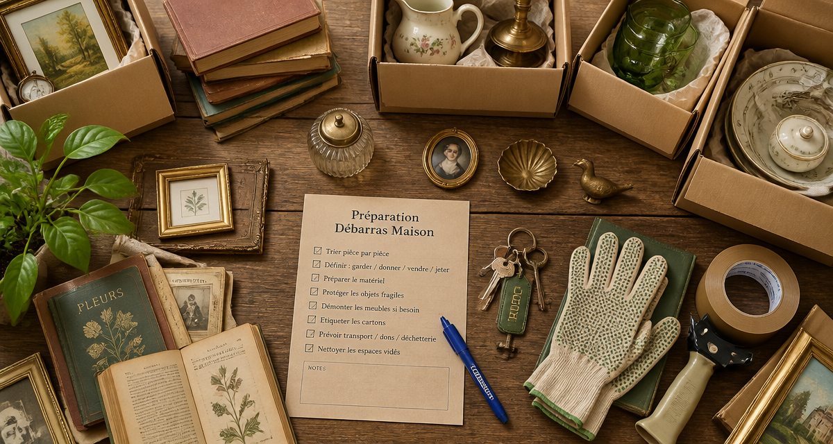 debarras maison cartons livres checklist