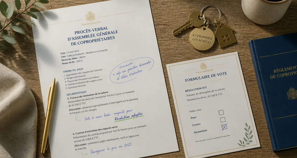 abstention vote ag copropriété formulaire clés