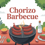 chorizo barbecue grillé avec légumes et accompagnements ambiance festive