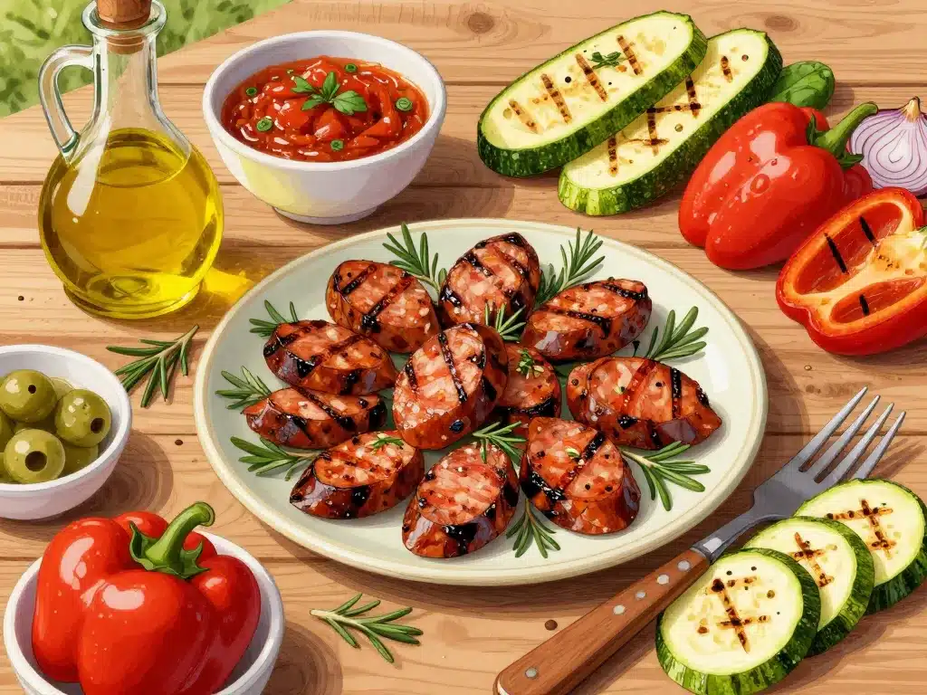 chorizo barbecue grillé marinades légumes estivaux