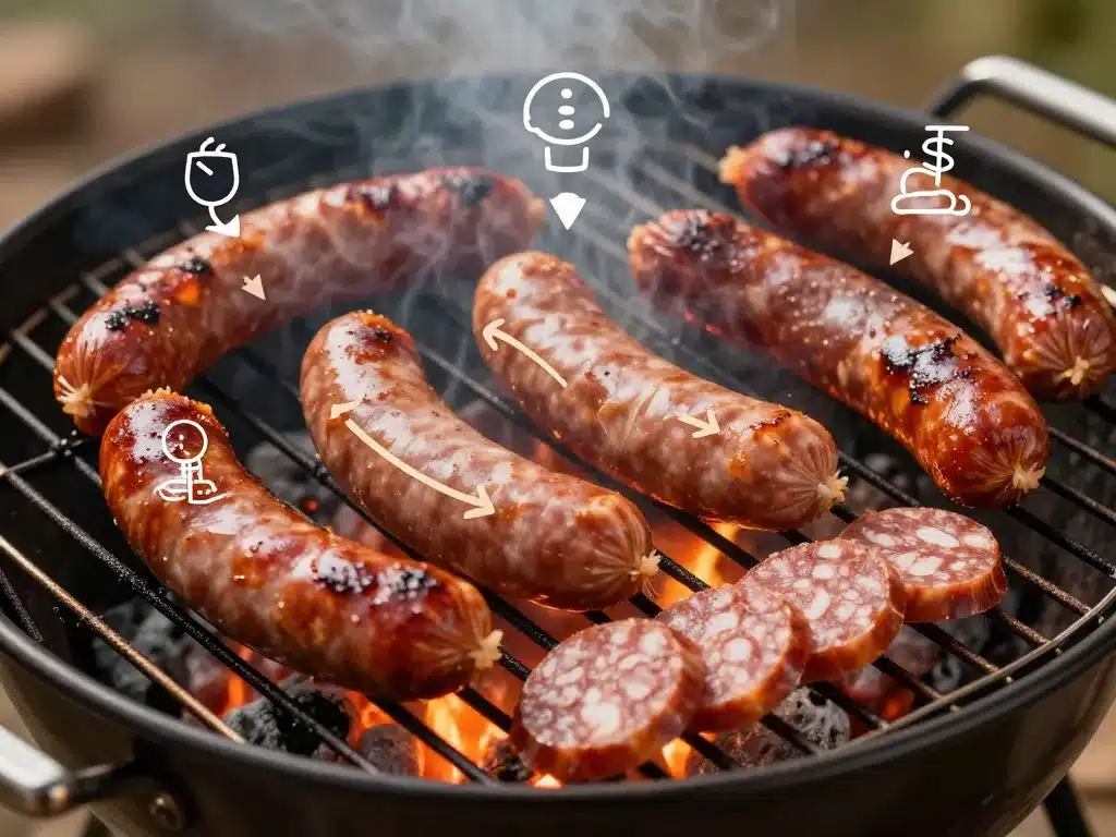 schéma cuisson indirecte chorizo barbecue grillé