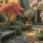 arbres pour petit jardin dans une cour