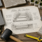 dalle allee de jardin croquis et materiaux