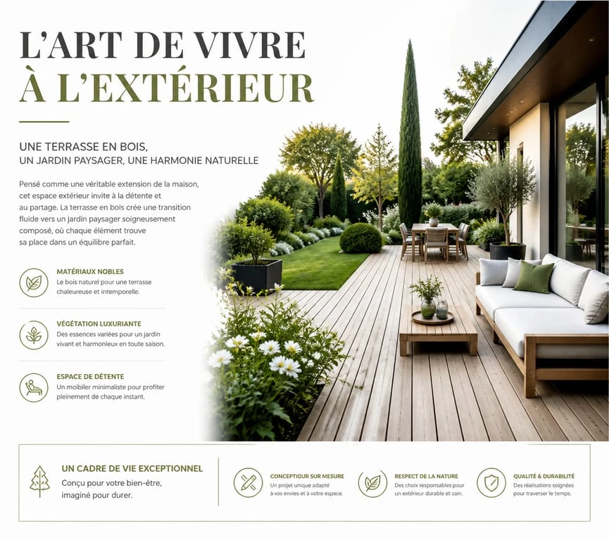 Aménagement extérieur harmonieux pour ma maison mon jardin avec terrasse et pergola