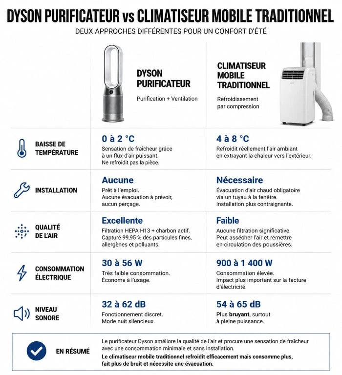 Comparatif entre un purificateur Dyson et un climatiseur mobile : lequel choisir pour votre confort thermique ?