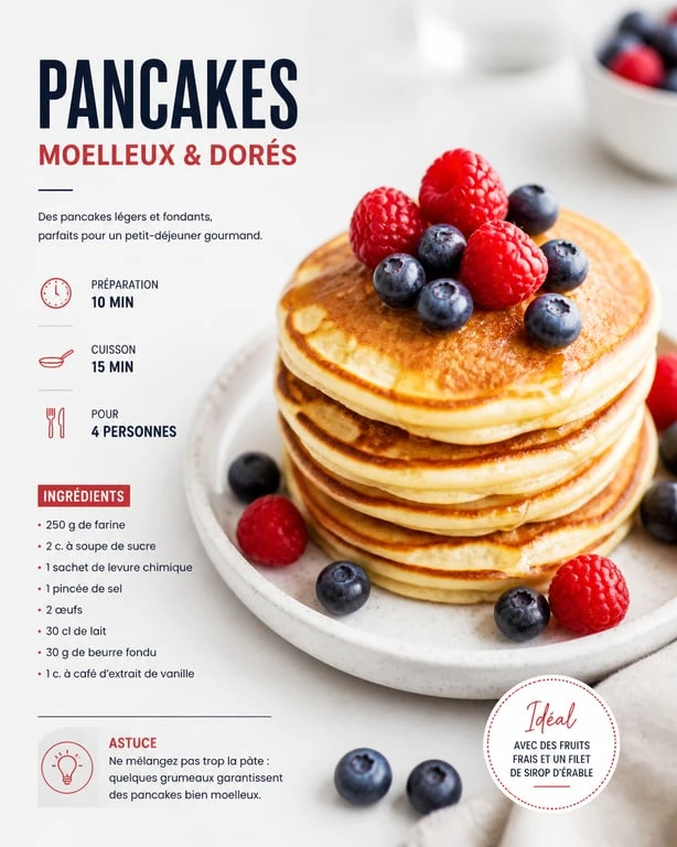 Recette de pancake peu calorique avec fruits frais