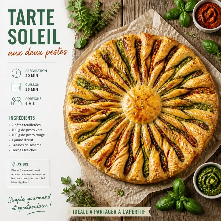 Tarte soleil aux deux pestos, plat idéal pour la fête des voisins