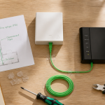 ou placer boitier fibre optique dans une maison sur table bois outils