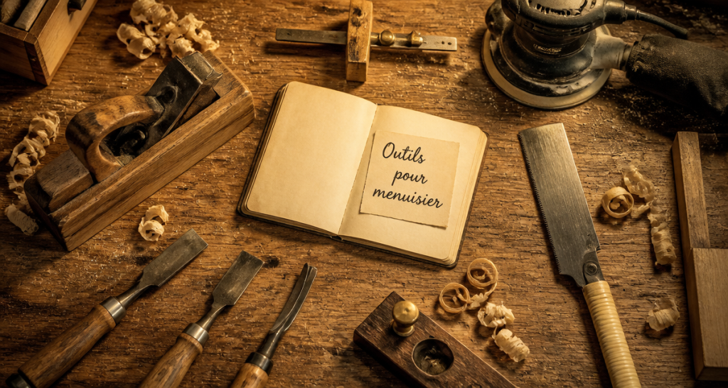 outils pour menuisier sur établi