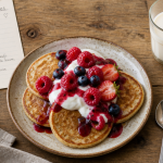 Pancake peu calorique avec fruits rouges et yaourt
