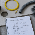 passer un câble horizontal dans une cloison placo outils