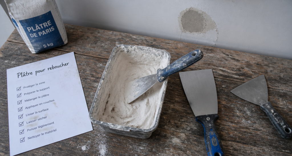 platre pour reboucher outils mur