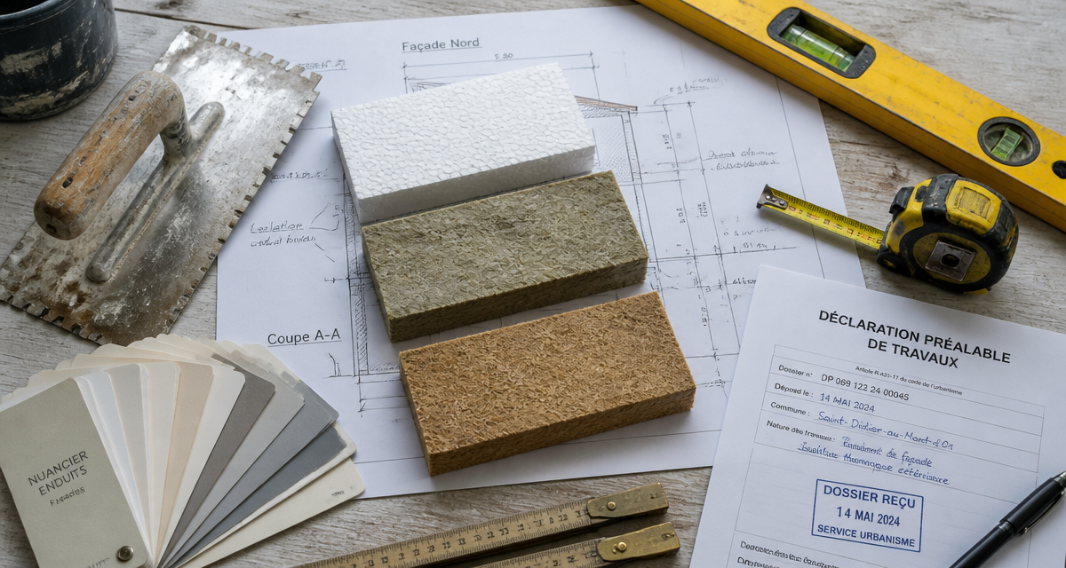 ravalement ITE échantillons matériaux outils