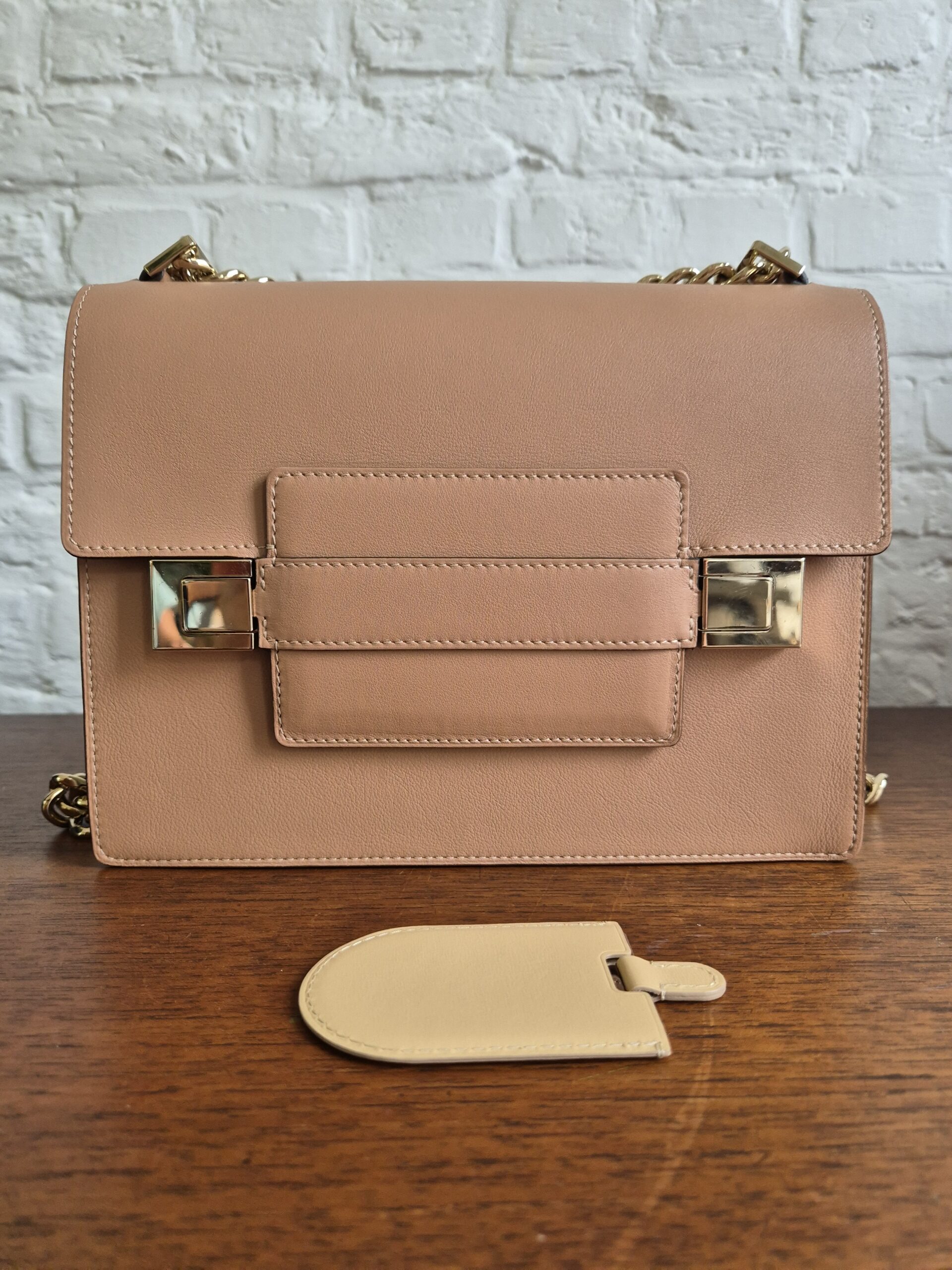 Madame MM Chain calf souple Vison x Ivoir