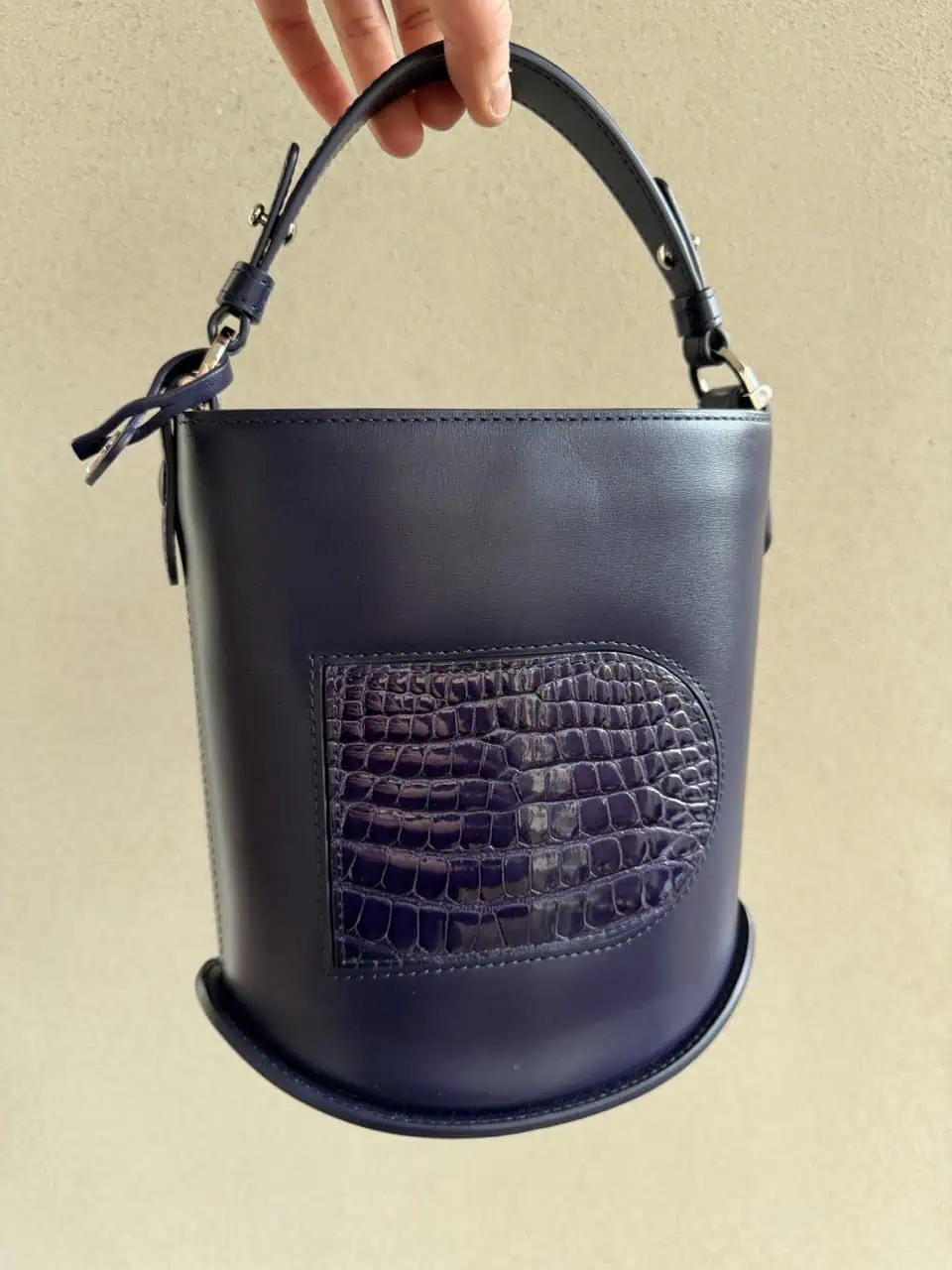 Le Pin Mini Bucket Indigo Crocodile + Schouderriem - Afbeelding 23