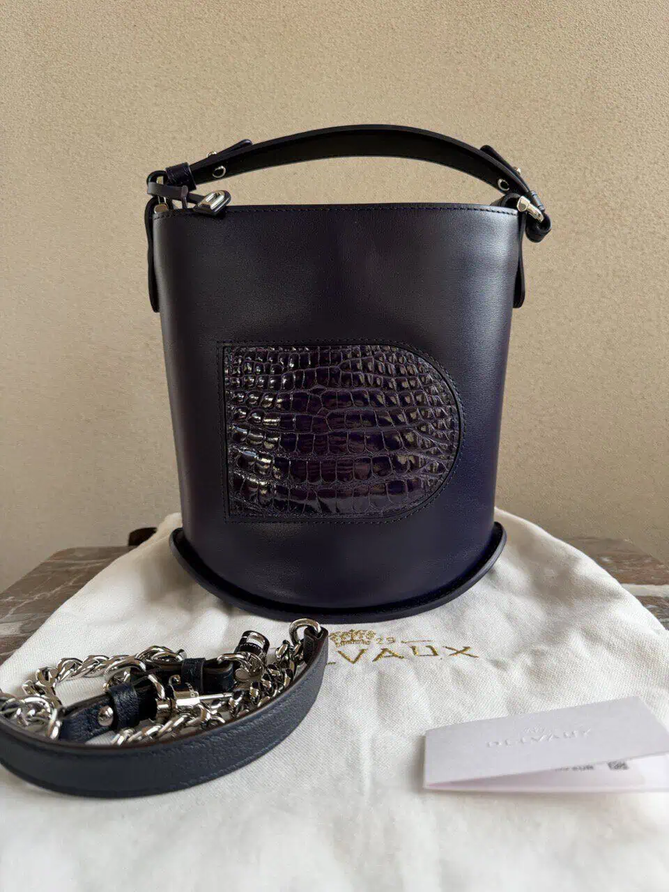 Le Pin Mini Bucket Indigo Crocodile + Schouderriem - Afbeelding 8