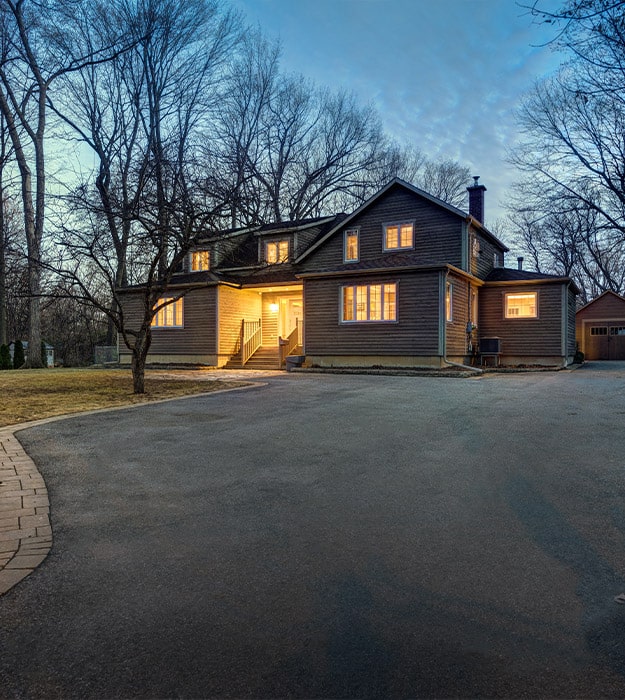 Modern house with big concrete driveway