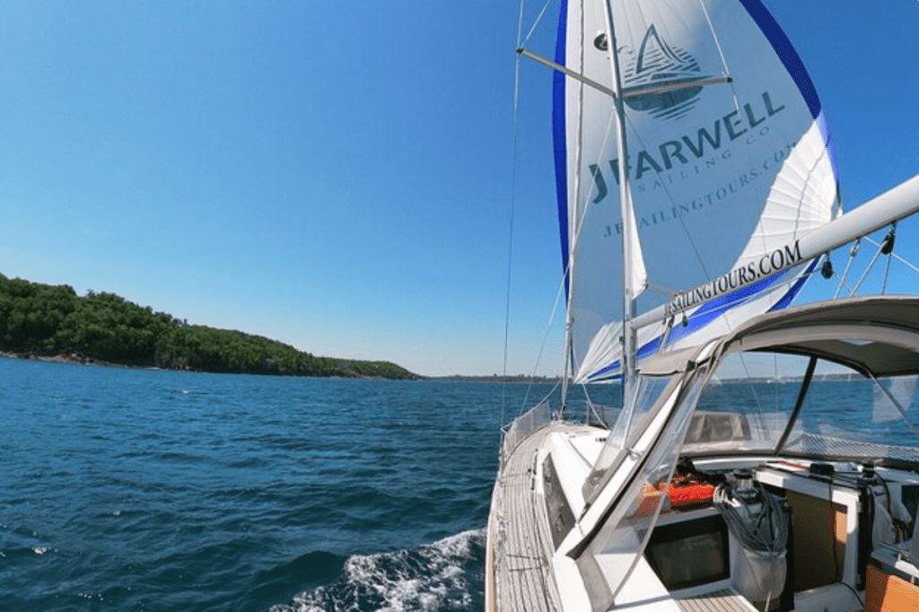 Nova Scotia boat tour in the morning in Halifax harbor