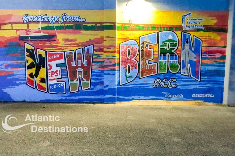 There are tons of fun things to do in New Bern, North Carolina - which will you choose? Street mural about New Bern.