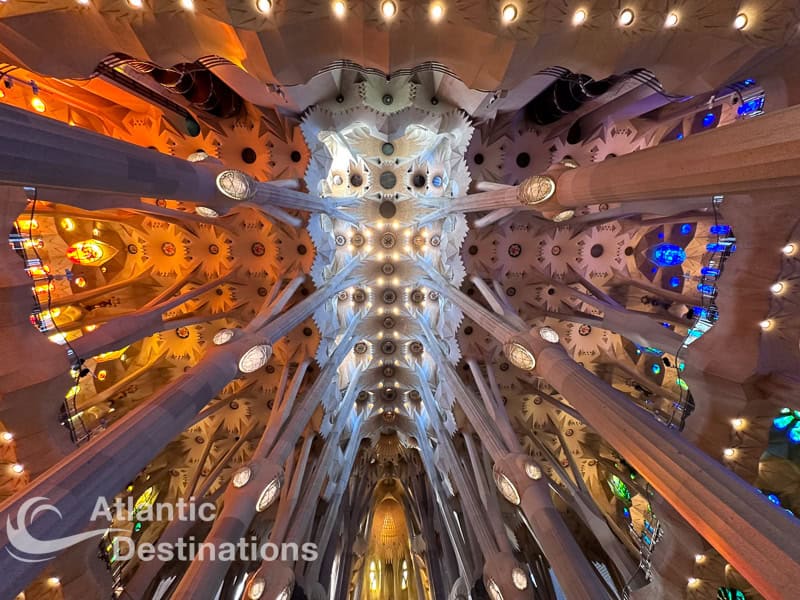 3 days in Barcelona. The amazing ceiling of the Sagrada Familia basilica's great hall.