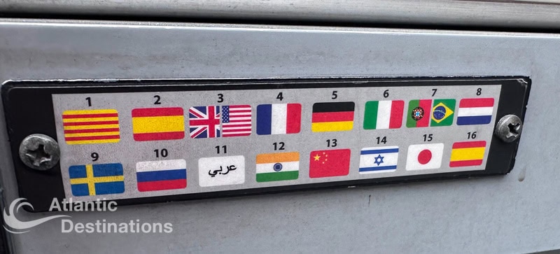 All the languages supported in the audio guide for the hop-on hop-off bus tour, a great way to start your 3 days in Barcelona.