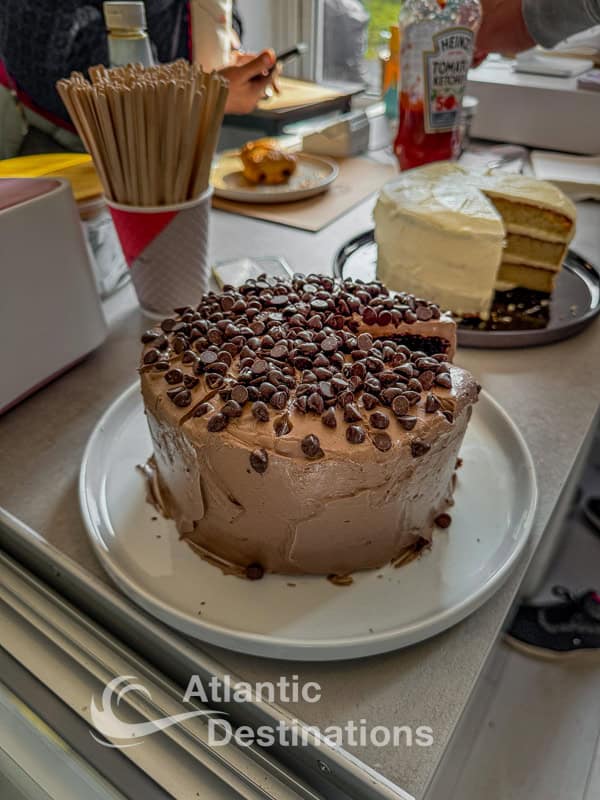 Yummy chocolate cake at the new Cafe Elgol at Elgol on the Isle of Skye seen on our Scottish highlands tour.