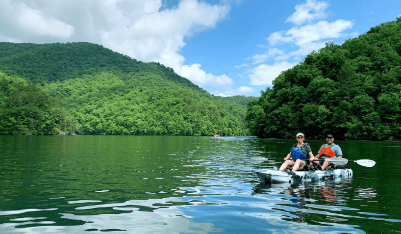 Kayaking NC mountains and enjoying fishing