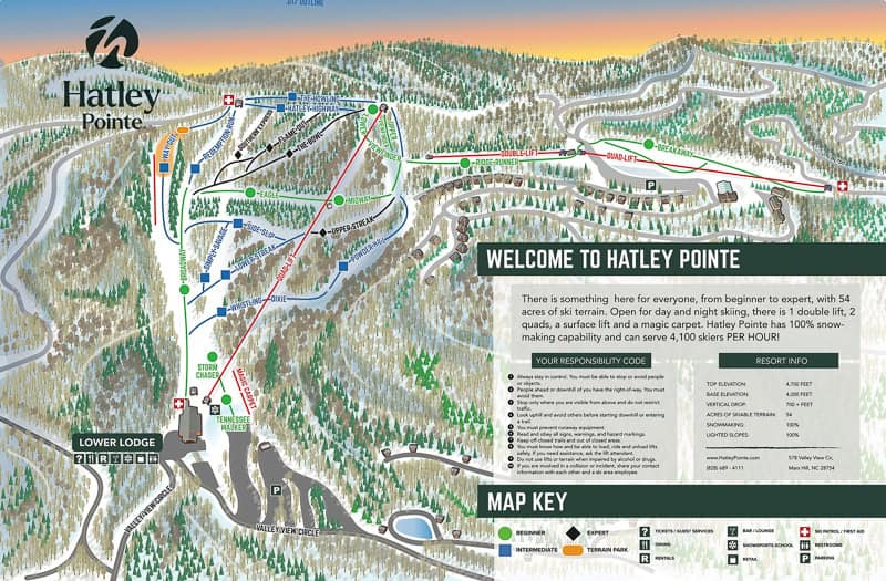 Things to do in North Carolina in winter - a map of the trails at Hatley Pointe