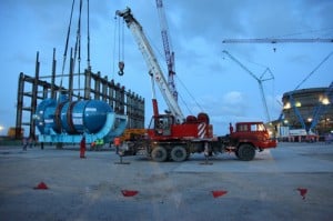 Moving the Sanmen 1 pressure vessel