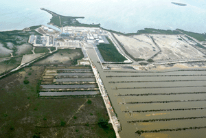 Aerial view Turkey Point looking to Biscayne Bay Used with permission from FP&L